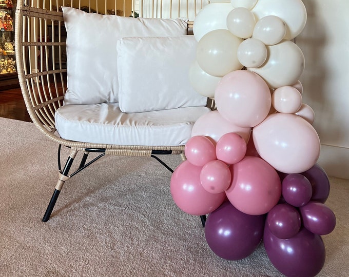 Rose Wine Balloon Garland | Blush Boho Baby Shower Decor | Moody Valentine Bridal Shower | Mauve Balloons