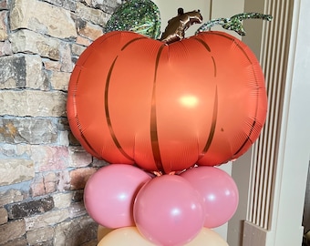 Dusty Mauve Pumpkin Balloon Tower Kit | Little Pumpkin Birthday Decor | Pink Pumpkin Balloon Centerpiece | A Little Pumpkin is on The Way