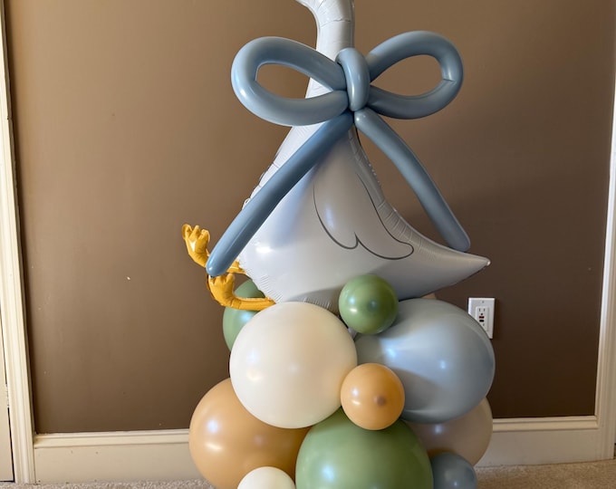 Silly Goose Balloon Tower Kit | Blue Bow One Silly Goose Birthday Balloons | A Cute Little Goose is on the Way