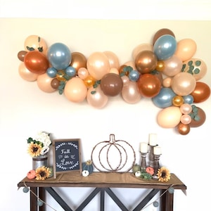 Little Pumpkin Balloon Garland | Rustic Pumpkin Baby Shower Decor | Slate and Rust Balloon Garland | Fall Bridal Shower | Blue Pumpkin Baby