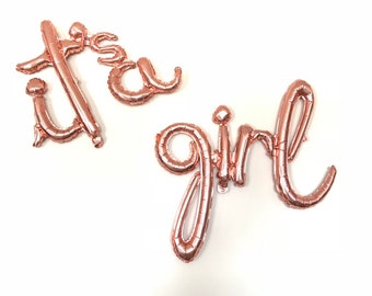 Rose Gold /'Girl/' Script Baby Shower Foil Balloon Banner Gender Reveal Its a Girl