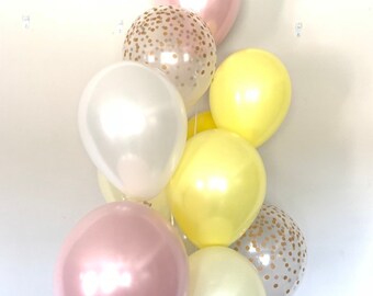 Yellow and Blush Balloons Citrus Bridal Shower Decor Pink Lemonade Balloons Pink Lemonade First Birthday Citrus Bab Lemon Balloons