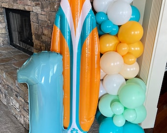 Surfs Up Balloon Garland DIY Kit | Blue 1 & Surf Board Sold Separately | Baby on Board Baby Shower | Surfs Up Birthday