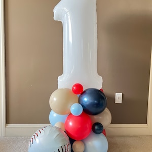 Baseball Balloon Tower Kit | Rookie of the Year First Birthday Balloons | All Star Baseball Birthday Party | Homerun Birthday Balloons