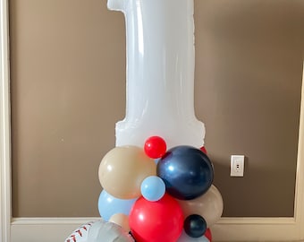 Baseball 1st Birthday Balloon Tower Kit: Rookie of the Year Party