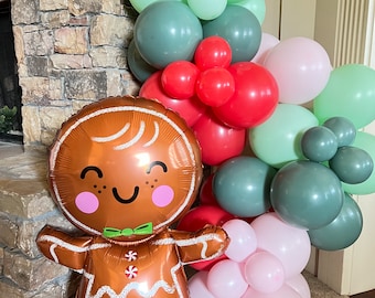 Oh Snap Gingerbread Birthday Party Balloon Garland Pastel Christmas Balloons