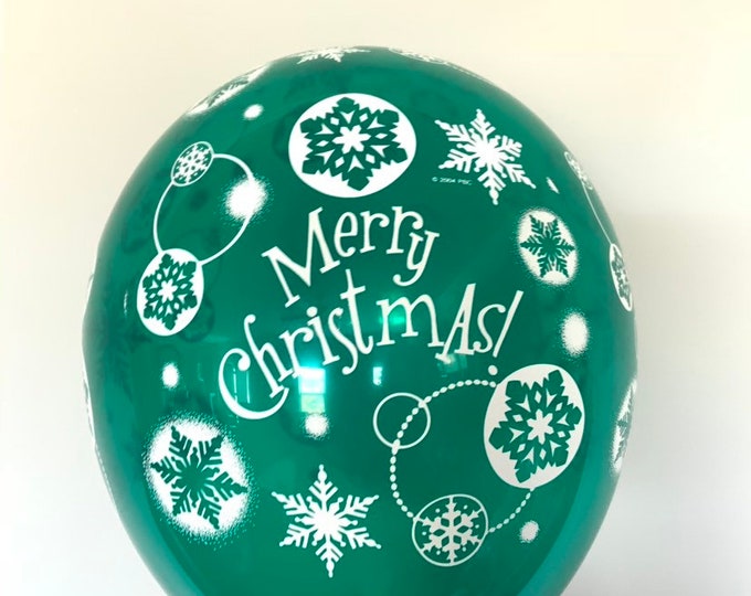 Merry Christmas Balloons | Green Christmas Balloons | Snowflake Balloons | Christmas Party Decor | Kids Christmas Party
