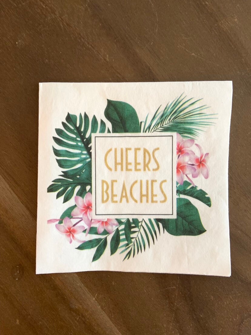 Cheers Beaches Beverage Napkins Tropical Party Decor Cocktail