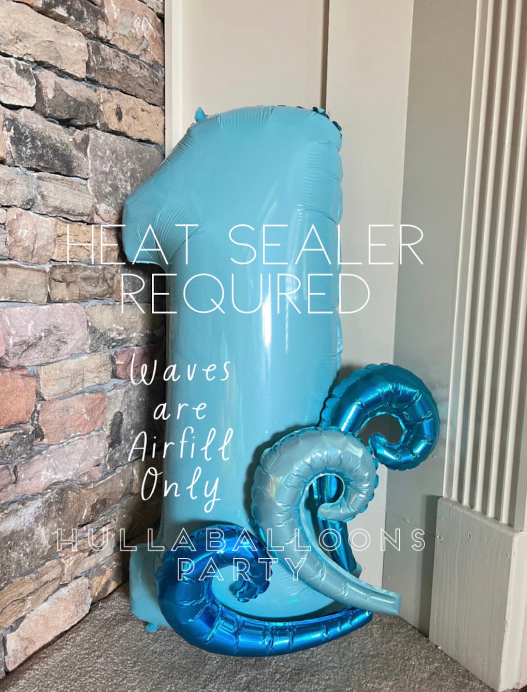 Blue Waves Balloons Heat Sealer Required Fill Only Number 1 Mylar Sold