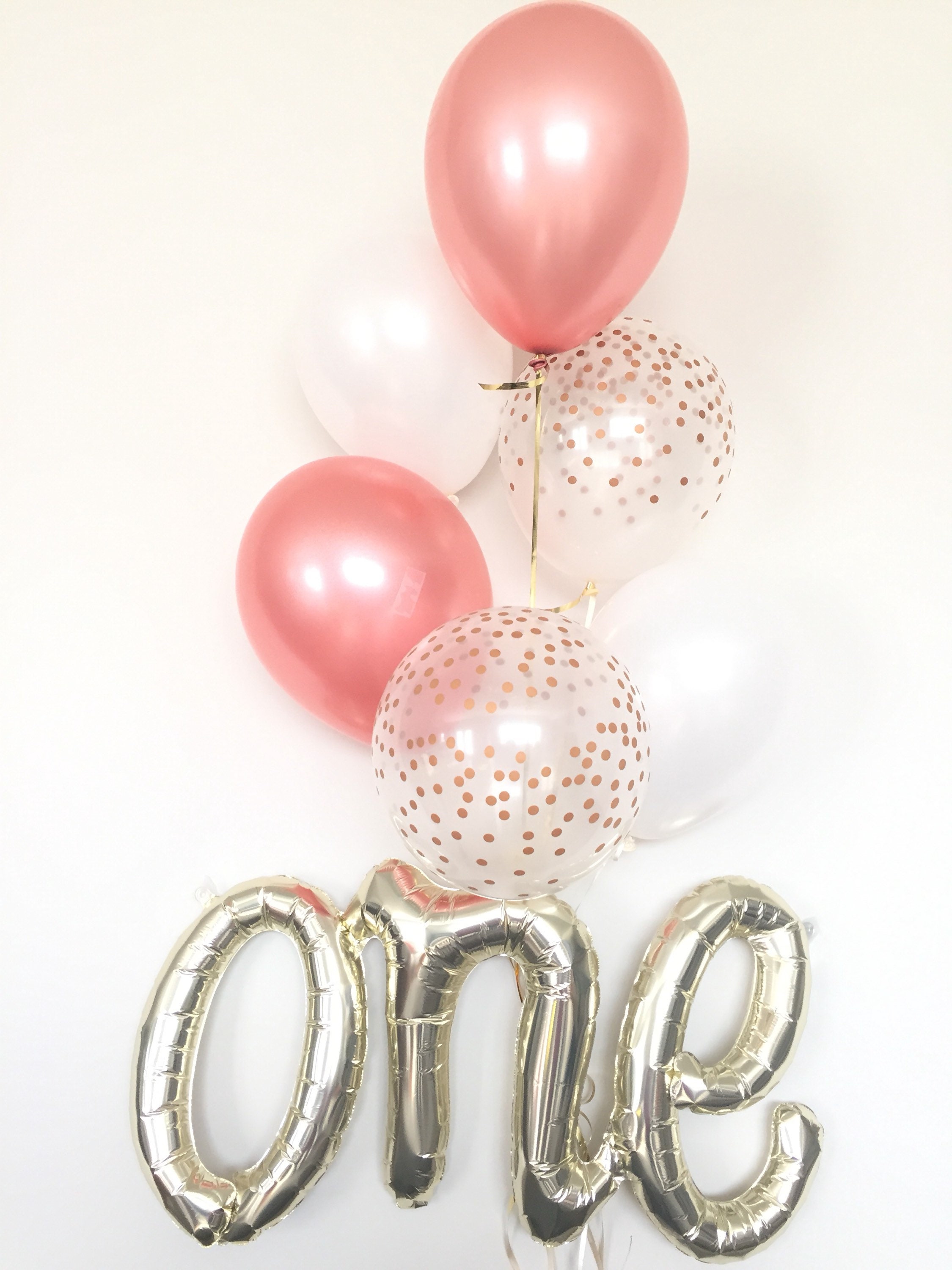 Rose Gold Balloon Bouquet | Rose Gold and White Balloon Bouquet | Rose ...