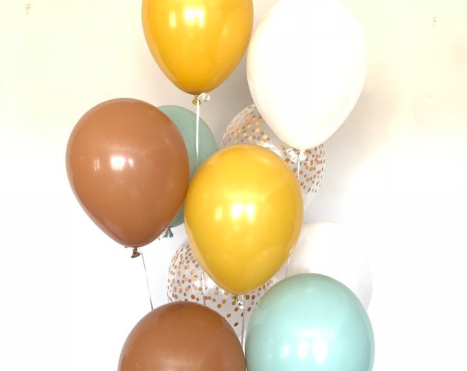 Mustard and Mint Balloons | Mint and Sand Balloons | Beach Bridal Shower | Mustard and Mint Baby Shower Decor