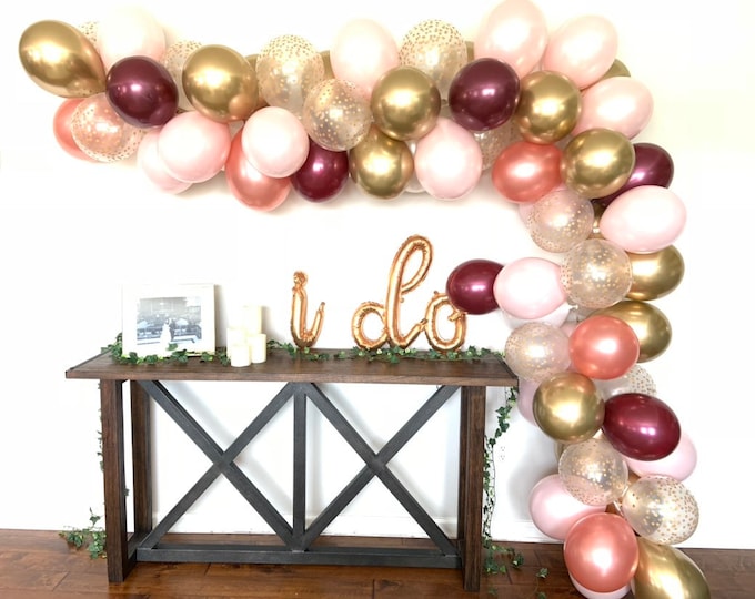 Pink Blush and Burgundy Balloon Garland DIY Kit | Blush and Burgundy Bridal Shower Decor | Blush Baby Shower Decor | 12 Foot Balloon Garland