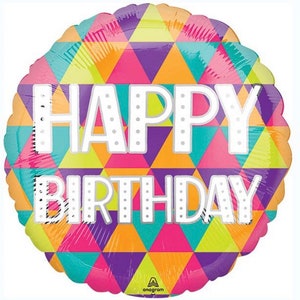 Happy Birthday Balloons | Modern Birthday Party Decor | Rainbow Balloons | Colorful Balloons | Pink and Purple Balloon