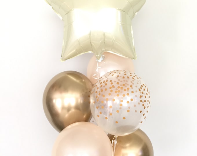 Twinkle Little Star Balloons | Gold and Ivory Balloons | Ivory and Gold Baby Shower Decor | Star Birthday Balloons | Out Of This World Birt