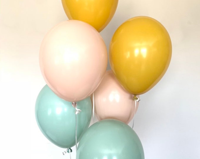 Mustard and Mint Balloons | Mint and Sand Balloons | Beach Bridal Shower | Mustard and Mint Baby Shower Decor