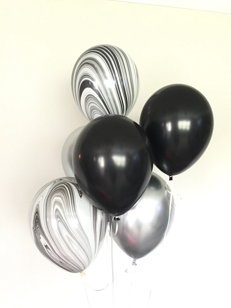 Milestone Birthday Balloons Black and Silver Chrome Balloons New Year/'s Eve Party Black and White Balloons Silver Chrome Balloons