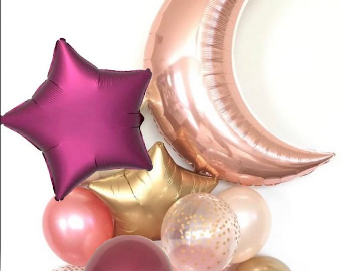 Twinkle Little Star Balloons | Rose Gold Balloons | Rose Gold Baby Shower Decor | Rose Gold Birthday | Girl Twinkle Little Star Birthday