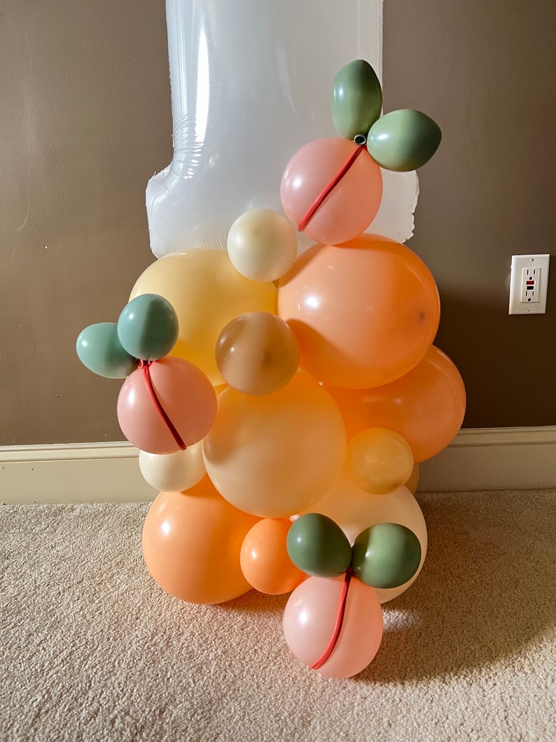 Sweet As A Peach Balloon Tower Kit Peach First Birthday Balloons Sweet to Be One Birthday Party Peach Balloons image 2