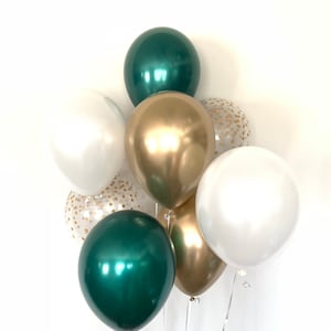Green and Gold Balloons | Green and Gold Bridal Shower | Green Graduation Party Decor | Forest Green Balloons | Little Pumpkin Balloons
