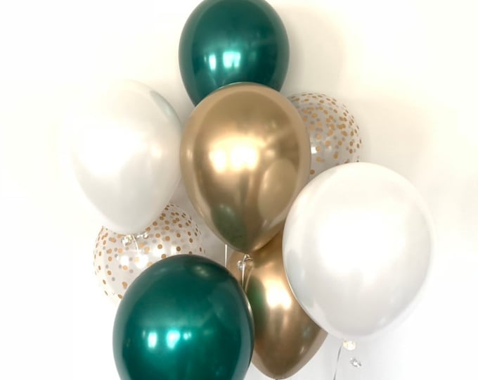 Green and Gold Balloons | Green and Gold Bridal Shower | Green Graduation Party Decor | Forest Green Balloons | Little Pumpkin Balloons