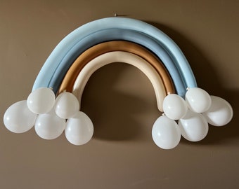 Dusty Blue Boho Rainbow Balloons | DIY Boho Rainbow | Rainbow Birthday Party | Boho First Birthday | Rainbow Photo Prop