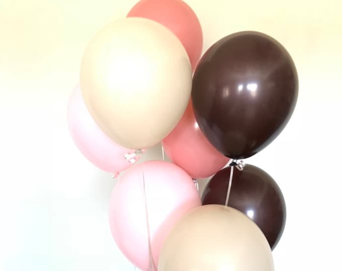 Pastel Matte Pink Balloons | Chocolate and Pink Blush Balloons | Blush Bridal Shower Decor | Blush Baby Shower | Blush Birthday Balloons