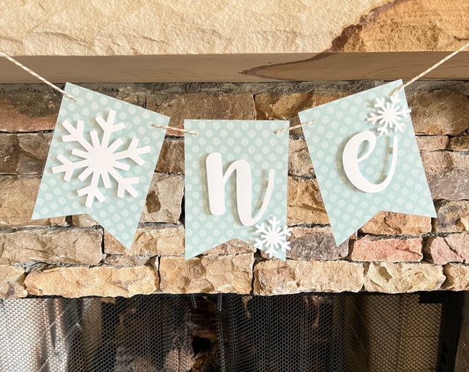 Mint Snowflake High Chair Banner | Winter One Banner | Winter ONEderland One High Chair Banner | Snowflake First Birthday Photo Shoot