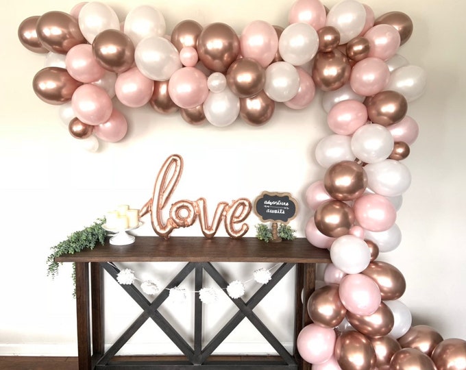 Rose Gold and Blush Balloon Garland | Rose Gold Bridal Shower | Blush Baby Shower | Rose Gold First Birthday | Rose Gold Balloon Garland