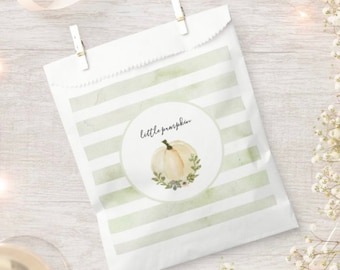 Little Pumpkin Favor Bags: Sage Green Baby Shower Treat Bags