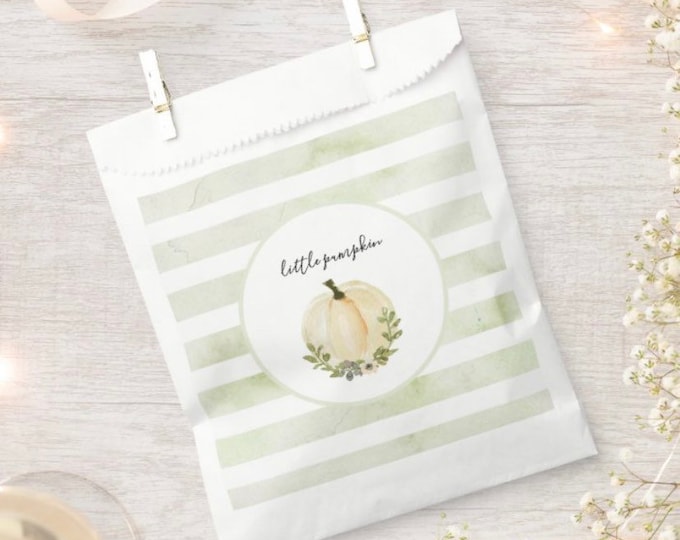 Little Pumpkin Favor Bags | Sage Baby Shower Favors | Green Little Pumpkin Baby Shower Favors | Gender Reveal Baby Shower Favor Bags