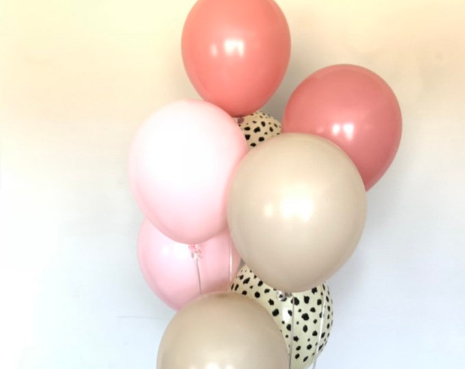 Pastel Matte Pink Cheetah Balloons | Pink Blush Balloons | Blush Bridal Shower Decor | Blush Safari Baby Shower | Jungle Birthday Balloons