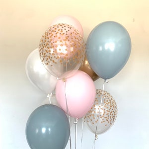 Pastel Galaxy Balloons | Pink and Blue Balloons | Dusty Blue and Blush Bridal Shower Decor | Gender Reveal Baby Shower