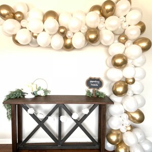 White and Gold Balloon Garland | White and Gold Bridal Shower Decor | White and Gold Baby Shower Decor | White and Gold Wedding Garland