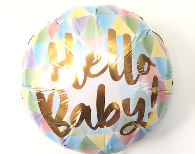 Hello Baby Balloon | Gender Reveal Baby Shower Decor | Baby Shower Balloons | Rainbow Baby Shower Decor | Gender Neutral Pregnancy Announcem