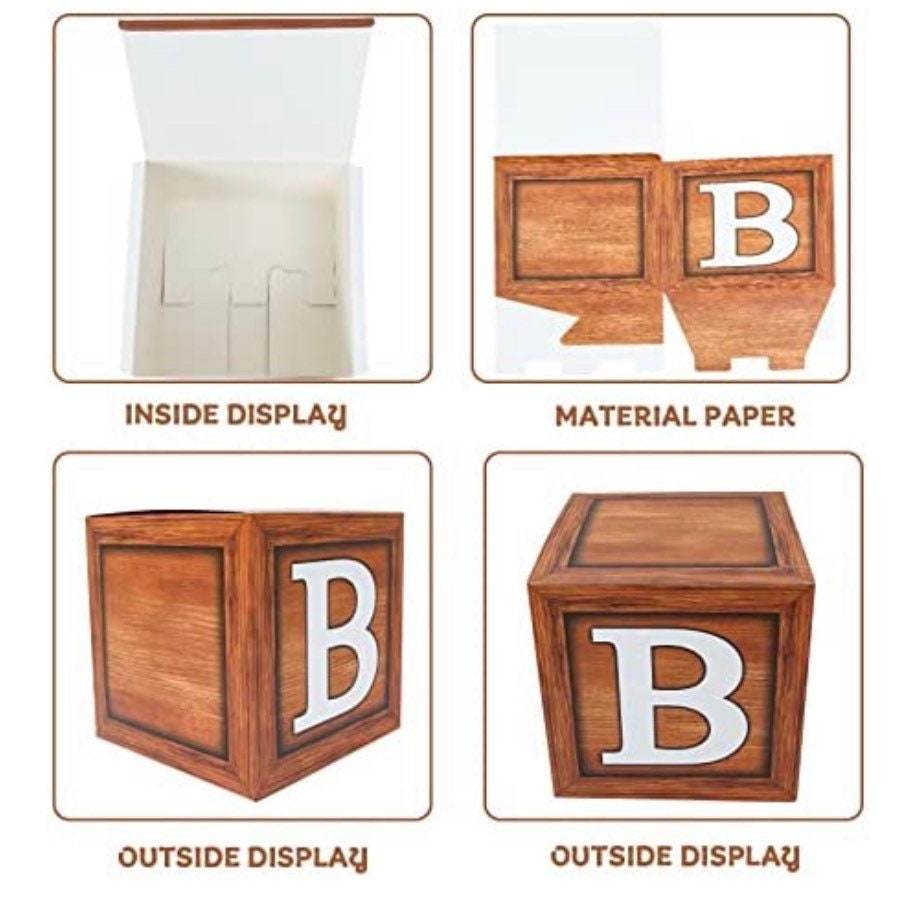 Wood Grain Baby Block Boxes, Baby Shower Blocks