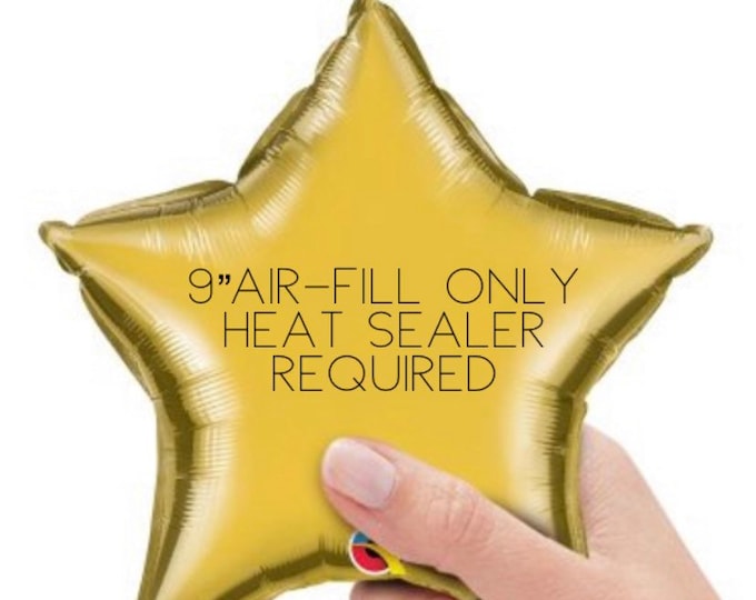 Air-Fill Only Mini 9” Gold Star Balloon | HEAT SEALER REQUIRED | Metallic Gold Star Balloon | Twinkle Little Star | Galaxy Birthday Balloon