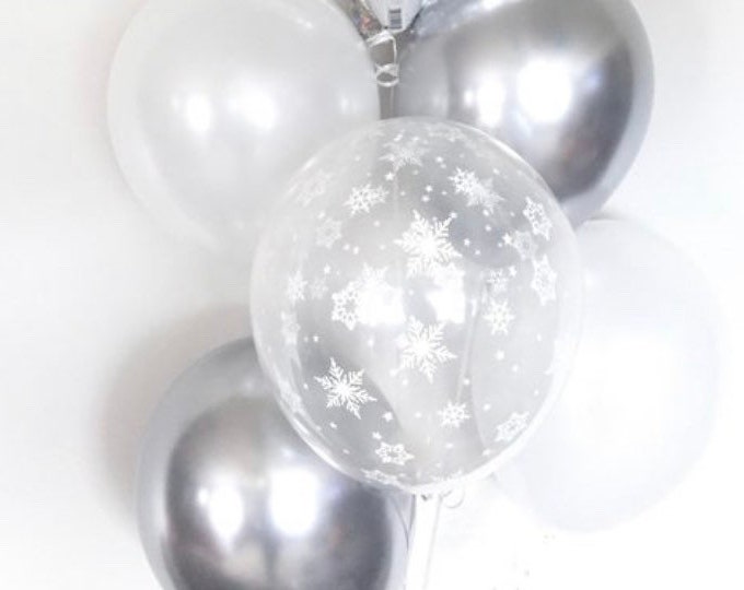 Silver Snowflake Balloons | Baby It's Cold Outside Baby Shower Decor | Winter Baby Shower | Winter ONEderland Birthday | Snow Much Fun