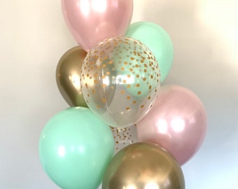 Pink Blush Balloons | Blush and Mint Balloons | Matte Mint and Blush Balloons | Blush Bridal Shower Decor | Blush Baby Shower Matte Balloons
