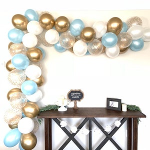 Blue and Gold Balloon Garland | Something Blue Bridal Shower Decor | Blue Baby Shower | Wedding Balloon Garland Photo Prop