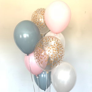 Pastel Galaxy Balloons | Pink and Blue Balloons | Dusty Blue and Blush Bridal Shower Decor | Gender Reveal Baby Shower