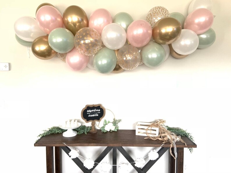 Sage Green and Blush Bridal Shower Decor Green Baby Shower Blush Wedding Garland Sage Green and Pink Blush Balloon Garland DIY Kit