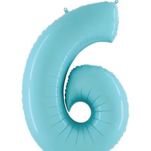 Light Blue Number 6 Balloon | Blue 6th Birthday Balloons | Mylar Number Balloons | Shark Birthday Balloons | Blue Six Balloons Snow Princess