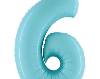 Light Blue Number 6 Balloon | Blue 6th Birthday Balloons | Mylar Number Balloons | Shark Birthday Balloons | Blue Six Balloons Snow Princess