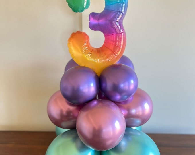 Third Birthday Balloon Centerpiece | 3rd Birthday Balloons | Third Birthday Tabletop Balloons | Table Numbers