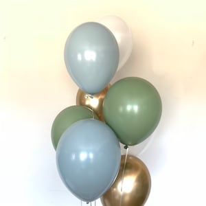 Fog Blue and Green Balloons | Eucalyptus Balloons | Beach Bridal Shower | Dusty Blue Baby Shower Decor