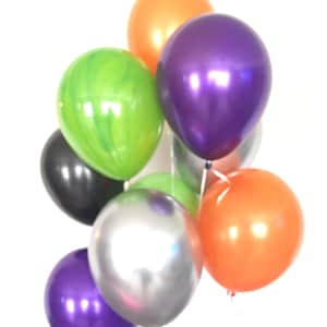 Palloncini di Halloween / Decorazioni per feste di Halloween / Ghirlanda di palloncini di Halloween / Ghirlanda di Halloween / Palloncini neri e cromati