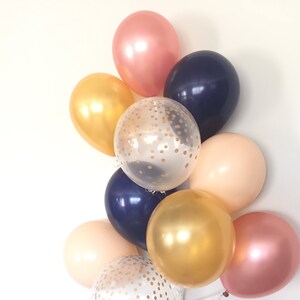 Blush and Navy Balloons | Rose Gold and Blush Balloons | Rose Gold Bridal Shower Decor | Blush Navy and Gold Balloons | Blush and Navy Brida