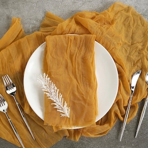 Mustard Gauze Napkins | Mustard Cloth Napkins | Mustard Baby Shower Decor | Mustard Bridal Shower Decor | Mustard Wedding