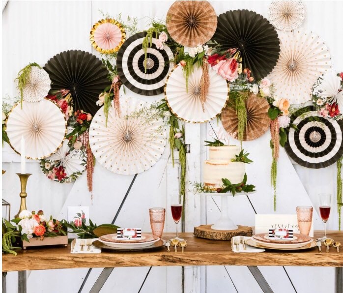 Floral Black And White Paper Fans Paper Fans Wall Decor Floral