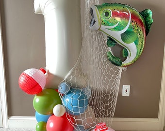 OFISHally One Balloon Tower Kit | Gone Fishing Balloons | The Big One Birthday Party | Fish Birthday Party | Little Fisherman Balloons